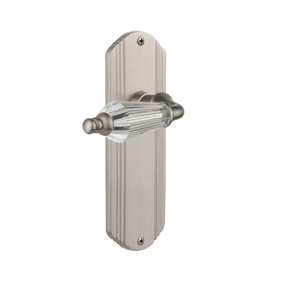 Nostalgic Warehouse DECPRL Complete Passage Set Without Keyhole Deco Plate with Parlour Lever in Satin Nickel